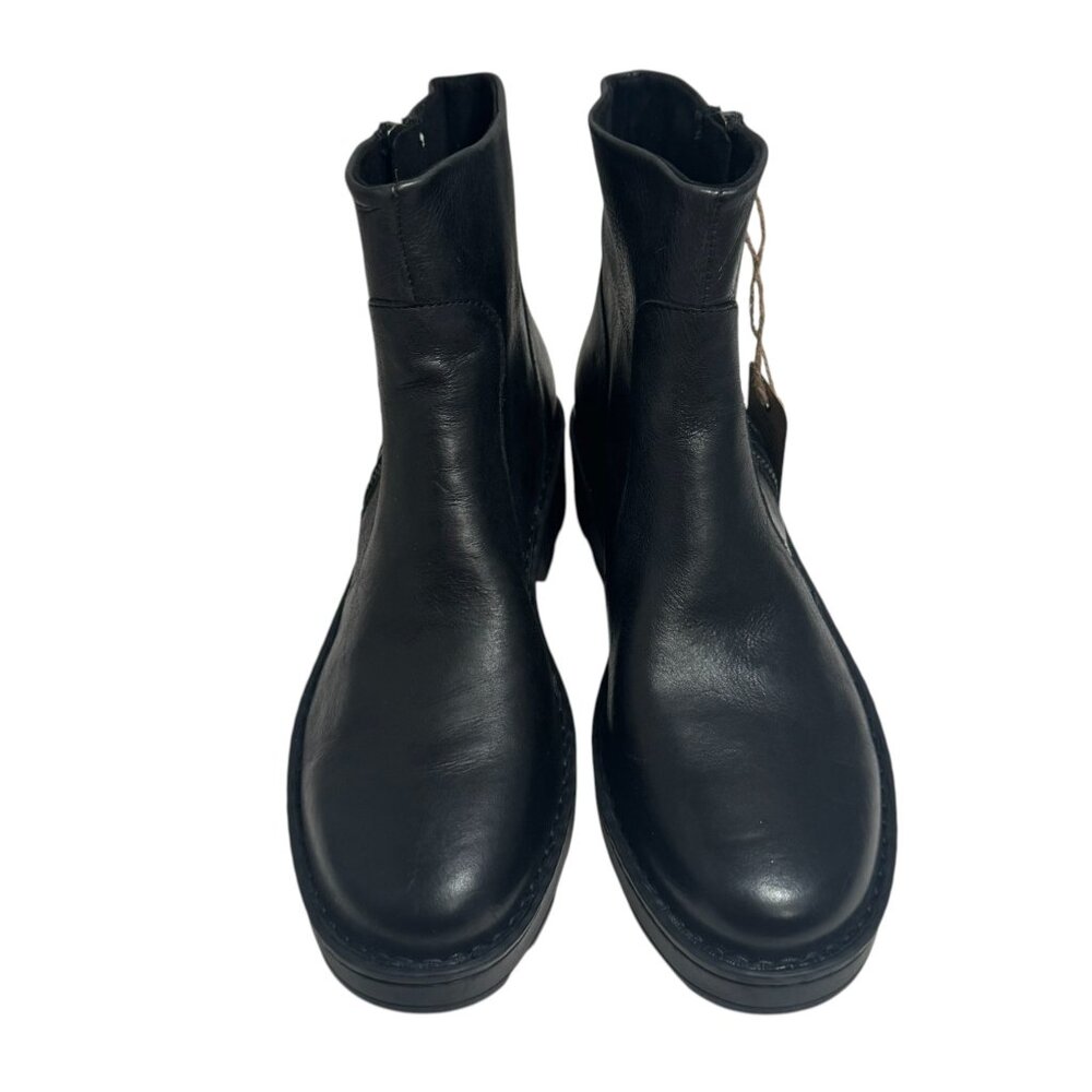 Born Women Tricia Black Leather Moto Biker Zip Ankle Boots size 10 NEW - Picture 4 of 6